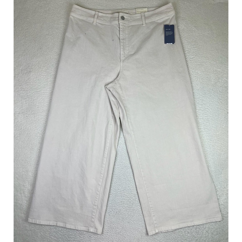 Universal Thread High Rise Wide Leg Ankle Jeans Juniors 17 Khaki Beige Stretch